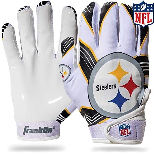 Guantes de receptor de fútbol Franklin Sports Pittsburgh Steelers