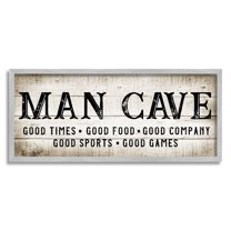 Stupell Industries Man Cave Rustic Grain Pattern Typography Sign Graphic Art Gray Framed Art Print Wall Art, Design by CAD Designs