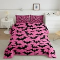 thumbnail image 2 of jejeloiu Spooky Bats Queen Comforter Set,Halloween Theme Bedding Sets,Pink Black Bedding Comforter Set For Girls,Lightweight Room Decor Reversible,3 Pieces, 2 of 8