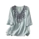 thumbnail image 1 of 3/4 Manga Casual Tops para las Mujeres en V-Cuello Bordado Blusa Suelta Verano Suave, Mujeres 3/4 Manga Tops, 1 of 6