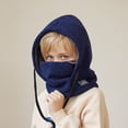 thumbnail image 4 of Naierhg Kids Hat Scarf Set Solid Color Drawstring Winter Warm Headgear Thickened Velvet Lining Soft Hat Scarf Winter Accessories White, 4 of 8