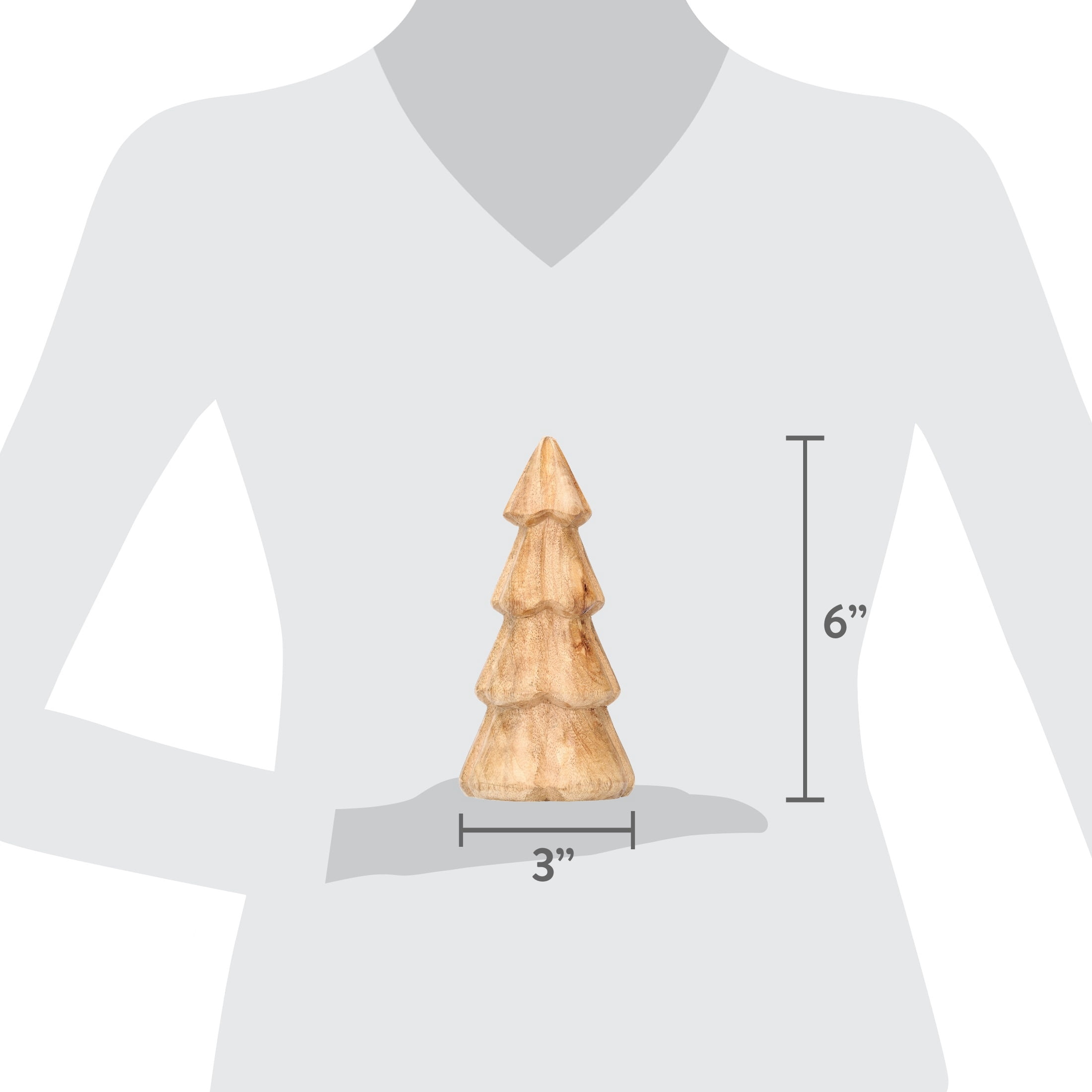 Wood Tree Christmas Decoration, Natural, 6", by Holiday Time