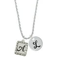 thumbnail image 1 of Delight Jewelry Silvertone Pebble Border Initial - A Silvertone Script Initial Disc - L - Charm Necklace, 20"+3", 1 of 4