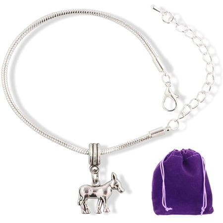 Donkey Jewelry | Stainless Steel Snake Chain Charm Bracelet