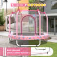 thumbnail image 3 of Leumius 55" Trampoline for Kids with Enclosure,Indoor & Outdoor Trampoline with Basketball Hoop for Boys & Girls,Pink, 3 of 5