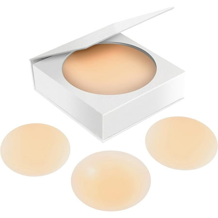 Nipple Covers - 2 Pairs of Reusable Adhesive Invisible Sticky Silicone Bra Nipple Coverage Pasties Breast Petal for Women 2 Pairs 2.5  Dark Skin