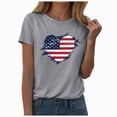 thumbnail image 2 of Sgkm Women 4th of July Shirts Casual Printed Short Sleeved T Shirt with Independence Day Graphic Summer Clothes Grey S, 2 of 5