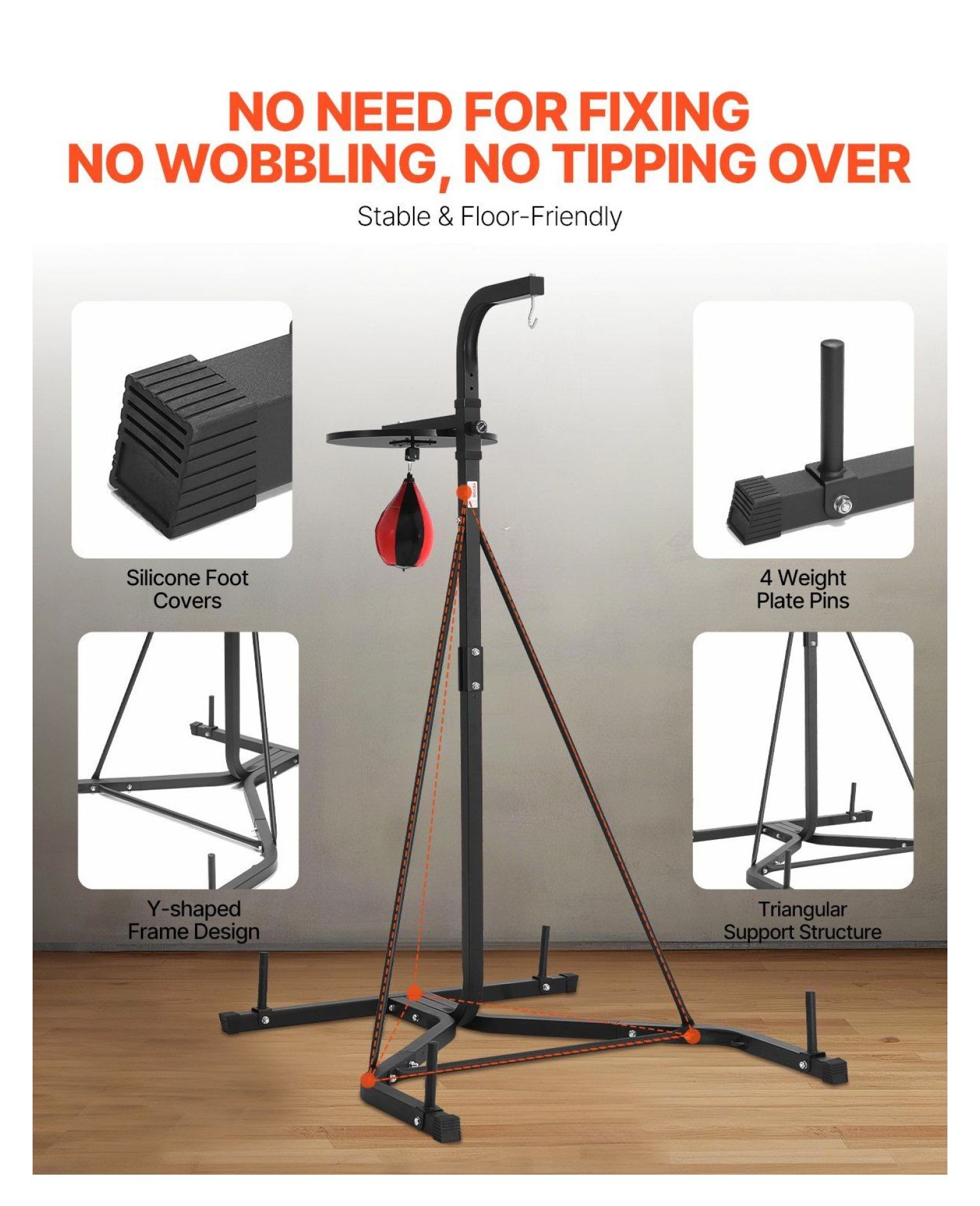 Punching Bag Stand 2 in 1 Heavy Duty Boxing Frame Fitness Steel Gym Quality
