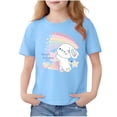 thumbnail image 3 of Piuwrlz Girl Graphic Shirts Tops Girls Short T-Shirts Sleeve Crew Neck Pullover Blue Size 9-10 Years, 3 of 7