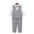 thumbnail image 4 of Odeerbi Niños 4 Pcs Caballero Vestido Formal Traje Chaleco + Traje Pantalones + Corbata + Colgantes Trajes de Boda Conjunto, 4 of 7