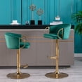 thumbnail image 4 of Bar Stools Set of 2,Velvet Counter Height Bar Stools with Chrome Footrest and Gold Base,Swivel Height Adjustable Barstools for Kitchen Island,Pub,Dining Room,Green, 4 of 9