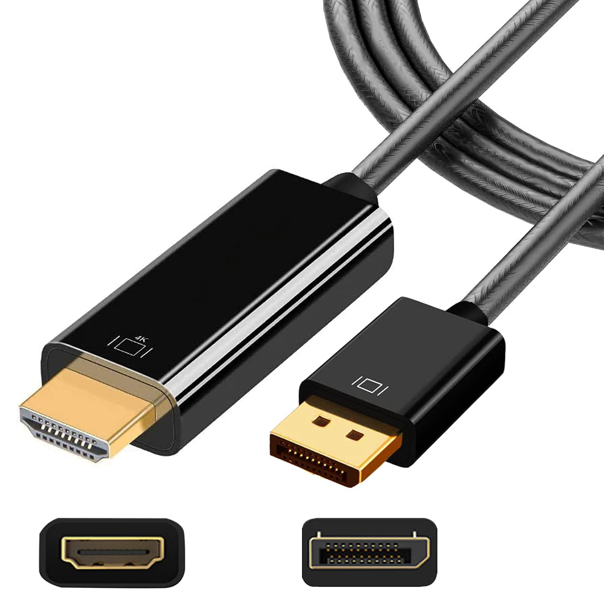 Speels Kilauea Mountain Woordenlijst HDMI to DisplayPort Cable - 6ft DP Laptop Desktop PC 4k Connector Display  Port Extended Mirror Monitor TV Projector Video Adapter for Chromebook Asus  Lenovo HP Dell Computers - Walmart.com