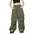 thumbnail image 2 of Kids Cargo Pants 5-16 Years, Boys Girls Loose Fit Joggers with Multiple Pockets, Elastic Waist Casual Pants for School and Playground Blackish Green 120, 2 of 4