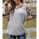 thumbnail image 3 of Sudadera con capucha para mujer, manga larga, estampado, botón de empalme, cordón frontal, Top de otoño para invierno, otoño, gris, XL, 3 of 7