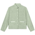 thumbnail image 4 of Jackets for Women Winter Coat Jackets Flannel Stand Collar Jacket(Cashel Linen Mint Green,Size:S-4XL), 4 of 7