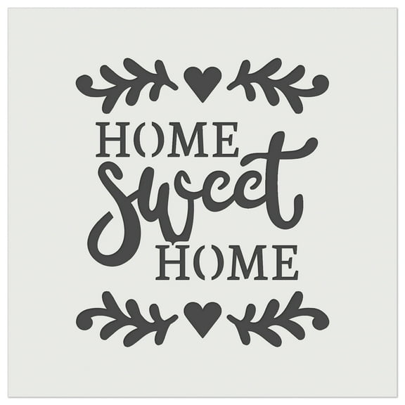 Home Sweet Home with Floral Hearts DIY Cookie Wall Craft Stencil - 5.5 Inch