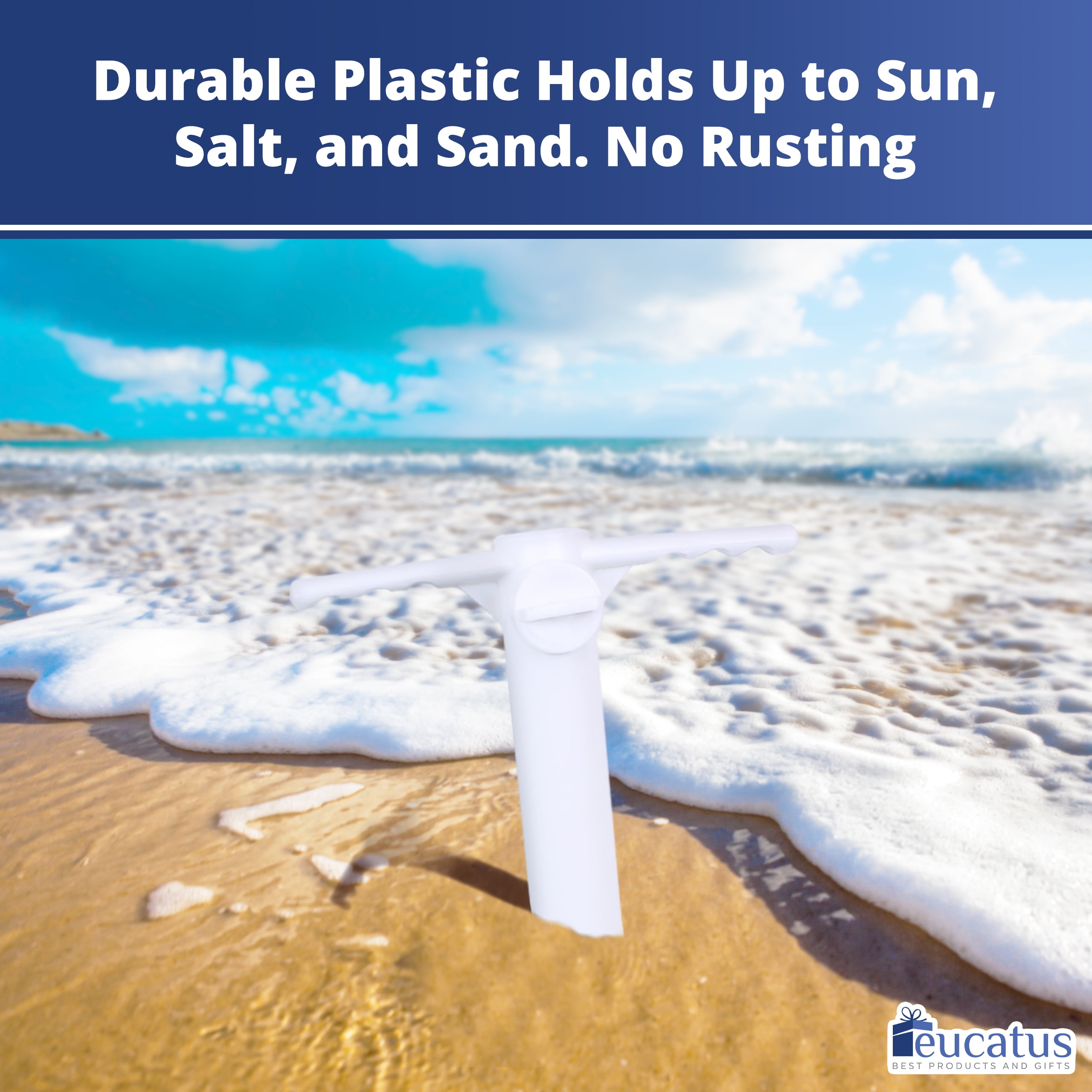 Eucatus Extra Strength Sand Anchor for Beach Umbrella, adult Unisex, Size: 15 x 9, White