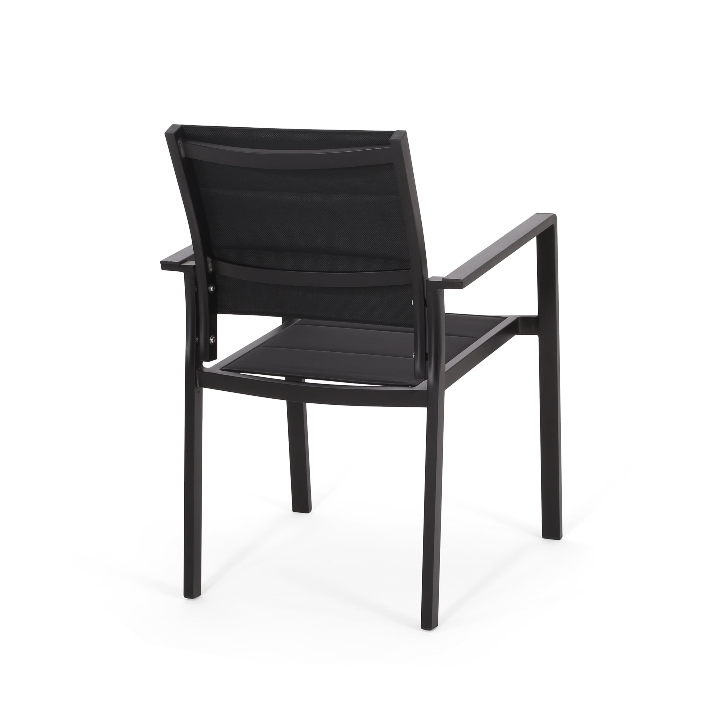 Outdoor Dining Chair Set of 2, Mesh Surface Aluminum Frame Seats for Patio Garden, Black