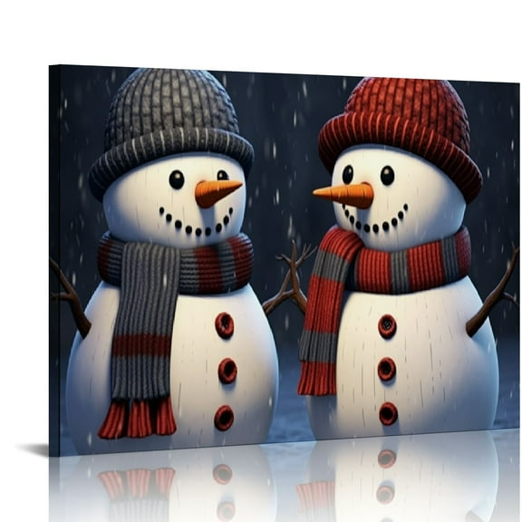 JEUXUS Christmas Snowmen Canvas print Wall Art Happy Snowman Pictures Wall Art Poster  for Home Bedroom Living Room Unframed