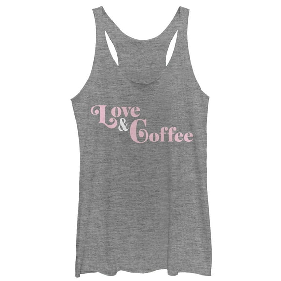 Women's CHIN UP Love and Coffee Racerback Tank Top Gray Heather Large