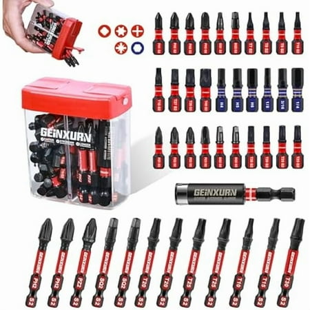 CJB43Pieces Impact Screwdriver Bits Set with Colorful Boxes, Magnetic (Phillips/Pozi/Square/Torx/Hex) S2 Steel Multi Driver Bits