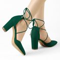 thumbnail image 2 of BLISSFUL STEP Escarpins à Talons Épais à Bout Pointu à Lacets pour Femmes Vert 7, 2 of 7