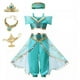 thumbnail image 5 of Disney-vestido de princesa Jasmine para niña, conjunto de ropa de Halloween para fiesta de cumpleaños, Carnaval, Cosplay, lámpara ágica de Aladdín, 5 of 5