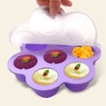 thumbnail image 3 of Yuarrent Moldes para mordeduras de huevo de silicona multifuncionales de 7 agujeros contenedor de almacenamiento reutilizable bandeja de comida para Cocina y Comedor violeta Yuarrent JJ17272-04, 3 of 6