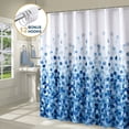 thumbnail image 1 of ComfiTime Cortina de Ducha Cortina de Baño de Tela Resistente Al Moho, Impermeable, Lavable a Máquina, Dobladillo con Peso, Diseño Floral de Pétalos de Rosa, 72 de Ancho x 72 de Alto, Azul, 1 of 12