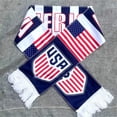 thumbnail image 1 of World Cup USA Scarf 2022 Qatar, Niyattn 2022 Football Fan Scarf,Team USA Soccer Scarf 2022 Double Sided Blue and Red Color HD Knit, 57 x 7 Inch, 1 of 1