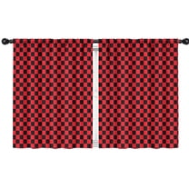 Blackout Kids Curtains,Red and Black Checkerboard Pattern Childrens Insulated Curtains Set Of 2,Bedroom Essentials,Toddler Room Decor 42"x54"