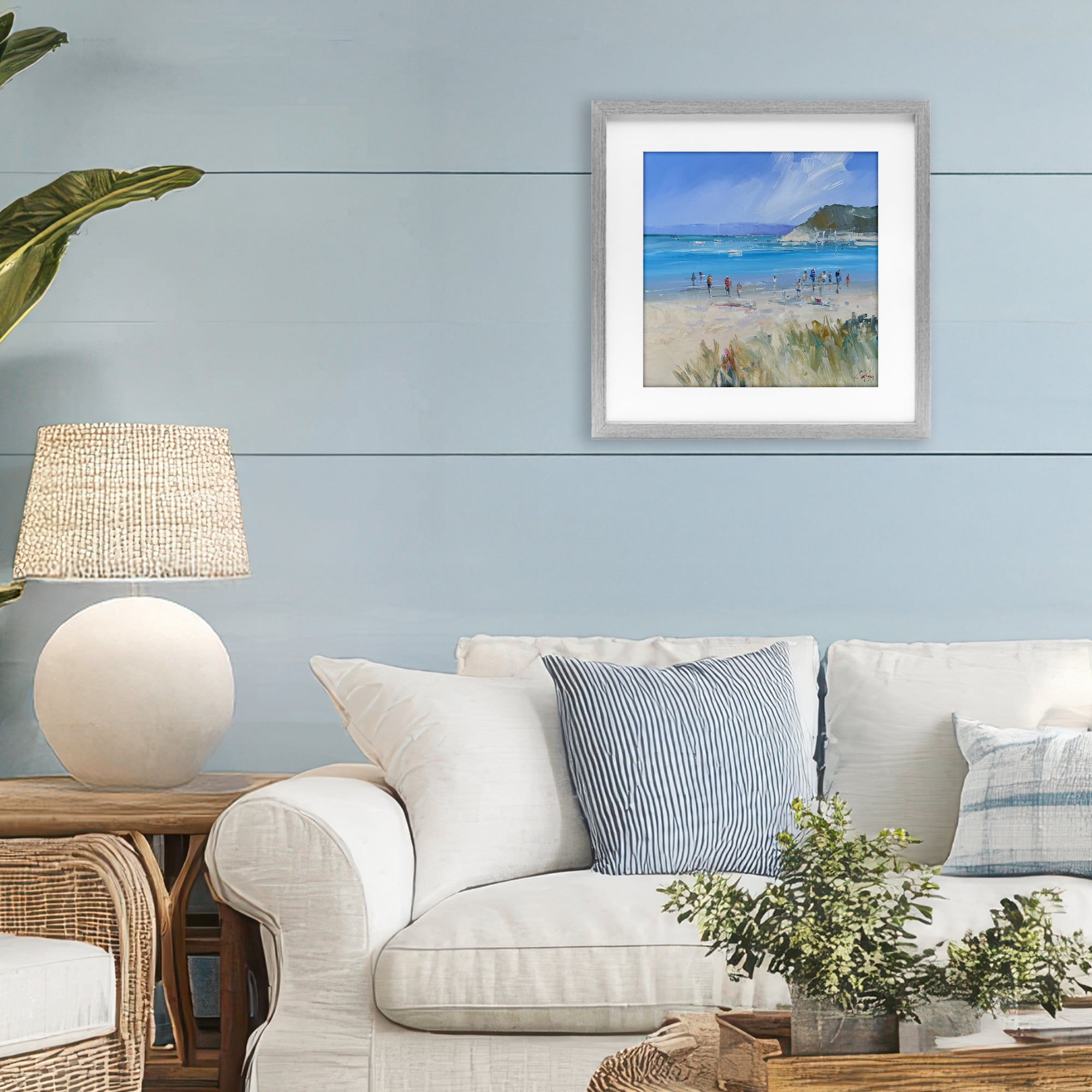 Stupell Industries Summer Sorrento Beachgoers Gray Framed Print Under Glass, design by Craig Trewin Penny