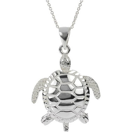 Brinley Co. Sterling Silver Moveable Sea Turtle Pendant, 18