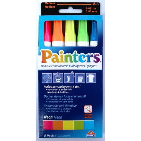 Elmer de Peintres Opaque peinture marqueurs, Paq. de 5, couleurs néon, pointe moyenne
