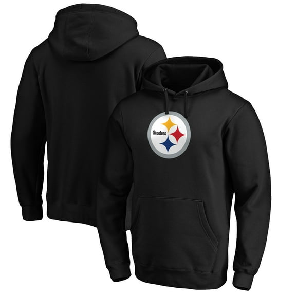 Men's Black Pittsburgh Steelers Primary Logo Fitted Pullover Hoodie