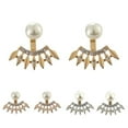 thumbnail image 2 of Funie Mode Femmes Strass Fausse Perle Forme d'Éventail Vestes Boucles d'Oreilles Bijoux Cadeau, 2 of 7