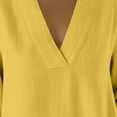 thumbnail image 4 of ClodeEU Women's Summer Linen Blend 3/4 Sleeve Dress ,Casual Loose Fit Midi Dress Yellow,Womens Plus L, 4 of 7