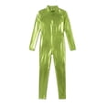 thumbnail image 3 of Otqutp Girls Mock Neck Zipper Jumpsuit Shiny Metallic Long Sleeve One Piece Bodysuit Fall Halloween Holiday Party Dress Up Clothing, 3 of 7