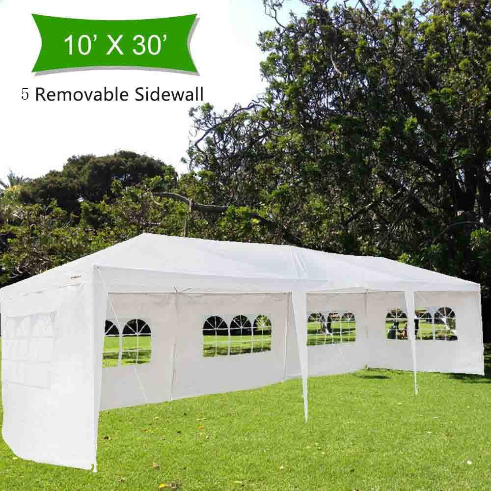 White 10 X 30 Party Tent Gazebo Canopy with Sidewalls Wedding Outdoor Tent BBQ 