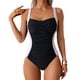 thumbnail image 1 of Traje de Baño de una Pieza Fruncido para Mujer, con Control de Abdomen, Estilo Halter, Ajustable, Elegante, Deportivo, Monokini, Negro y , Talla XL, 1 of 9