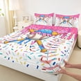 thumbnail image 4 of Castle Fairy Baseball Print Bed Sheets 4-Piece, Ice Cream Drip Full Size Sheets, Pink Blue,1 Fitted Sheet, 1 Flat Sheet and 2 Pillowcases, 4 of 6