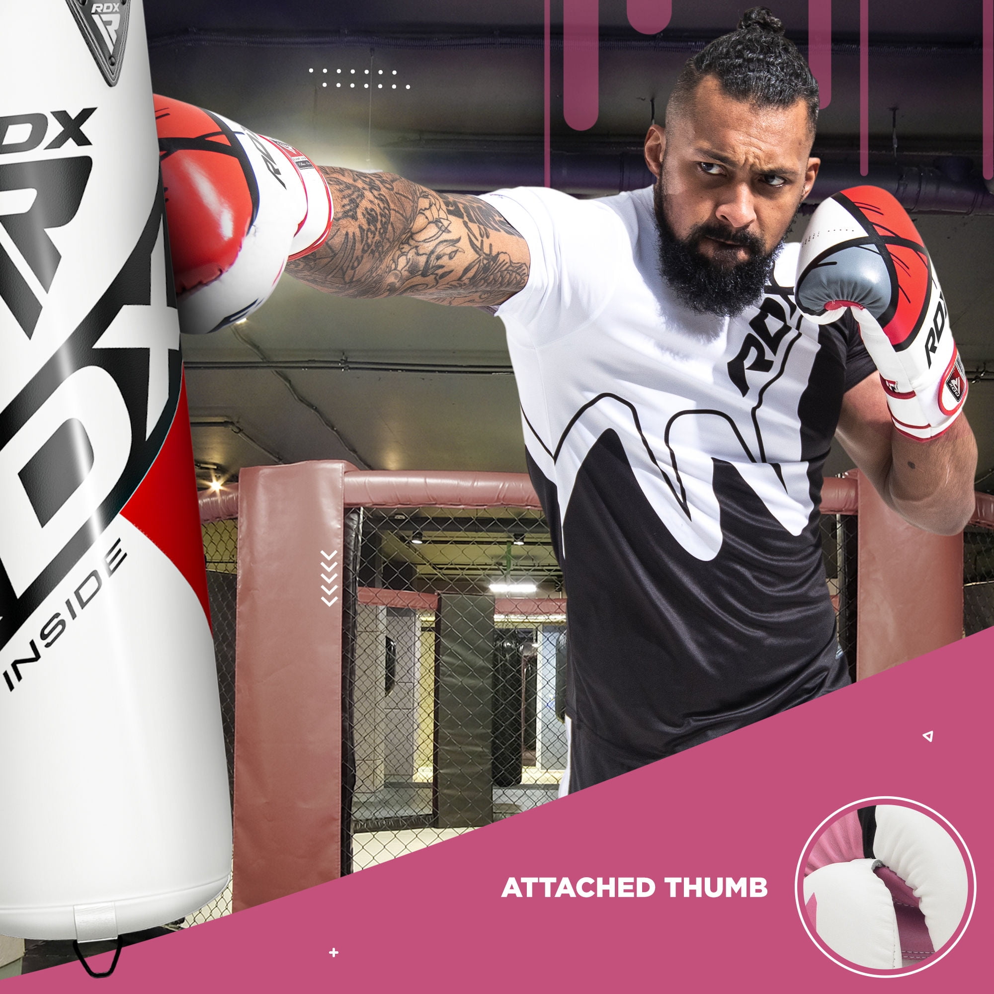 RDX F7 Leather Boxing Gloves, 10oz, Pink