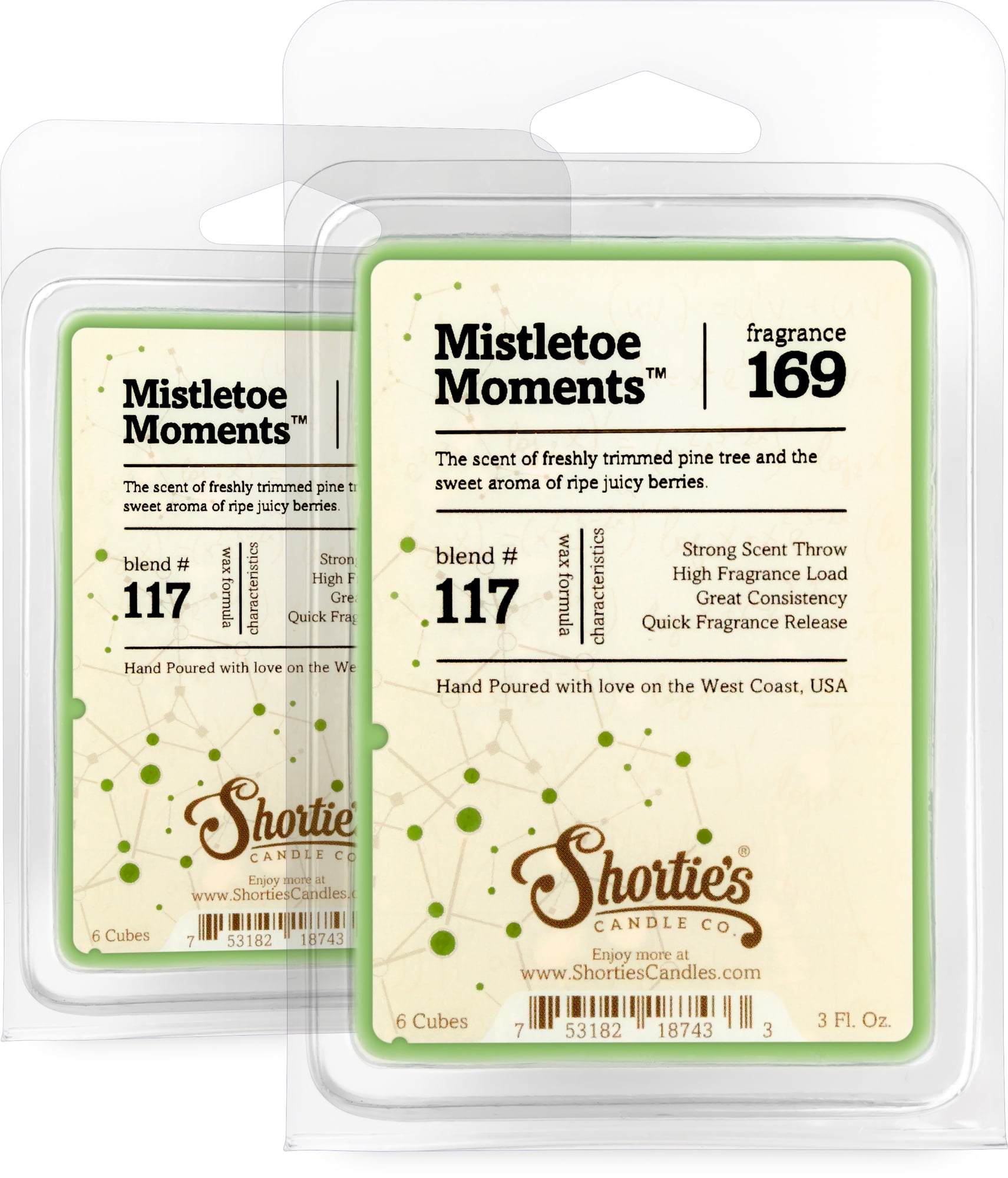 Mistletoe 3 Pkgs Coo Candles Soy Wickless Candle Bar Wax Melts 