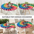 thumbnail image 7 of Colorful Rainbow Tie Dye Spiral Pattern Round Fitted Tablecloth with Elastic Edge,Dining Table Cover Waterproof,Outdoor Round Tablecloth for Camping,Dining,Indoor and Outdoor, 7 of 7