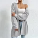 thumbnail image 2 of Suéter tipo cárdigan liso elegante de otoño 2024 para mujer, suéter largo con dobladillo dividido y grueso para invierno, ropa de abrigo de punto para mujer, 2 of 5