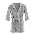 thumbnail image 2 of BRGZLK Kids Fleece Robes Boys Girls Cute Floral Print Plush Soft Flannel Warm Fluffy Bathrobe Home Absorbent Hooded Bath Towels for 3-12 Years Gray Free Size, 2 of 4