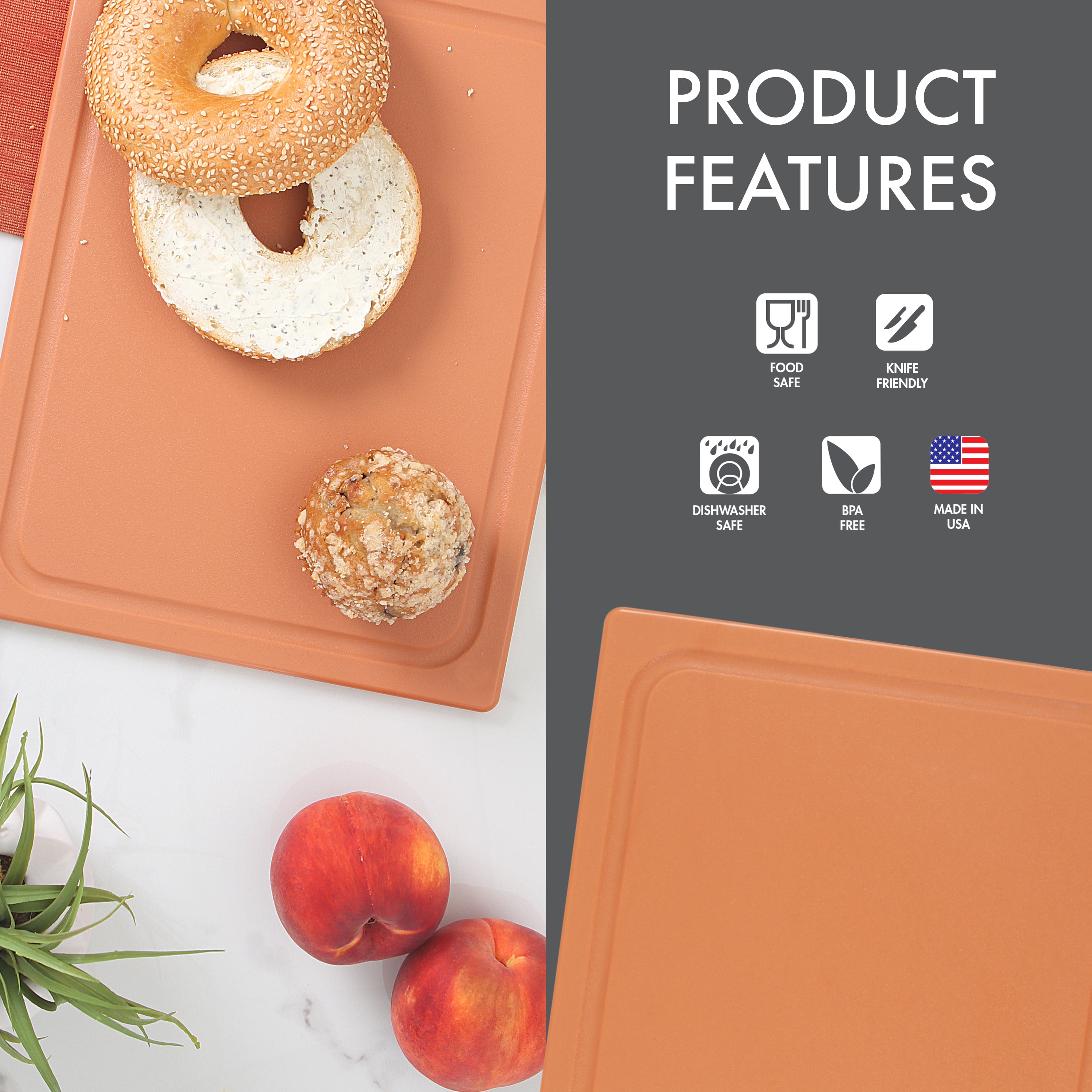 Dexas 10 x 13 Poly Cutting Board with Juice Well in Sandstone
