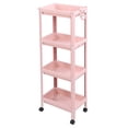 thumbnail image 4 of Estantería de baño multicapa, estable y duradera, para esquina, independiente, color rosa, 4 niveles (con ruedas), 4 of 14