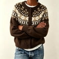 thumbnail image 4 of Rrxhxhs Cardigan Sweaters for Women Crew Neck Fair‑Isle Jacquard Toggle Closure Long Sleeve Retro Nordic Knit Cover Up, 4 of 7