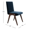 thumbnail image 3 of SAFAVIEH Couture Forrest Contemporary Velvet Solid Dining Chair, Navy/Dark Walnut (Set of 2), 3 of 12